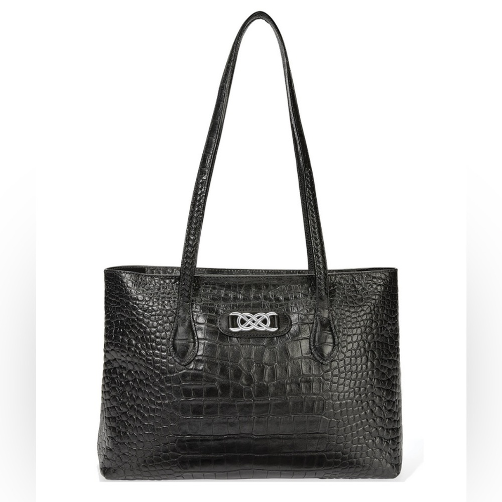 Brighton | Interlok Kelley Zip Tote Black Croc Leather NWOT!